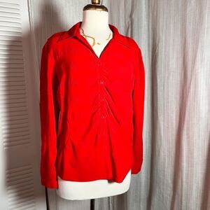 Claudia Richard Blouse Size L Women’s Vintage Red Button Down Textured Top
